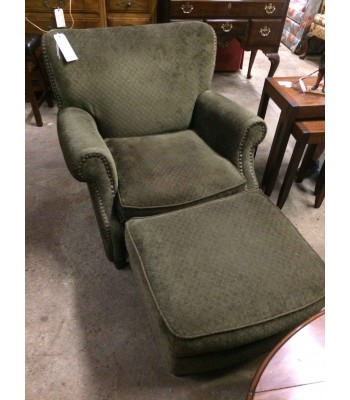 SOLD - Green Chair with Ottoman